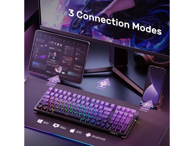AULA Mechanical Keyboard, Full Size Gaming Keyboards F98 Tri-Mode Bluetooth/2.4G/USB-C Hot Swappable 99 Keys Custom Creamy Keyboard for PC Xbox PS5...