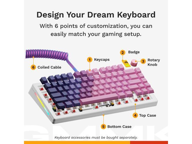 Glorious Gaming - GMMK 3 Custom Mechanical Gaming Keyboard with Knob, 75% Tenkeyless Keyboard, Modular Gasket System, Doubleshot PBT Keycaps,...