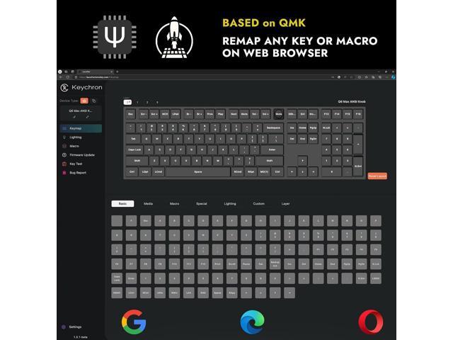 Keychron Q6 Max QMK/LUANCHER Wireless Bluetooth/2.4GHz/USB-C Wired Custom Mechanical Keyboard, Full Size Programmable Knob RGB Backlit...