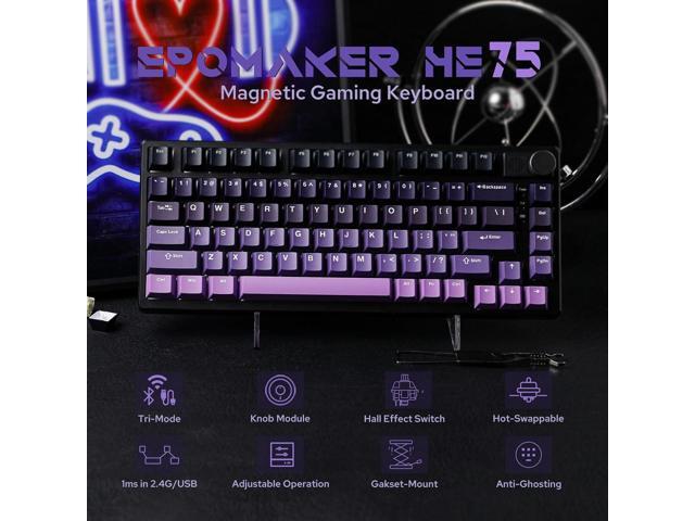 EPOMAKER HE75 Mag Wireless Gaming Keyboard with Hall Effect Switch and Changeable Knob Module, Rapid Fast Magnetic Keyboard with Adjustable...