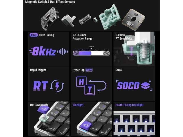 nuphy Air60 HE Rapid Trigger Wired Magnetic Gaming Keyboard,61 Keys 60% Compact,Actuation Point Adjustable, 8K Hz Polling Rate,Hall Effect Keyboard...