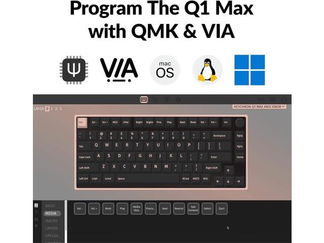 Keychron Q1 Max RGB QMK/VIA Custom Mechanical Keyboard, Full Metal Programmable Knob 2.4 GHz/Bluetooth/Wired Keyboard with Hot-Swappable Gateron...