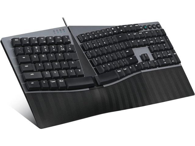 Perixx PERIBOARD-535BR Wired Ergonomic Mechanical Split Keyboard - Low-Profile Brown Tactile Switches - Programmable Feature with Macro Keys -...