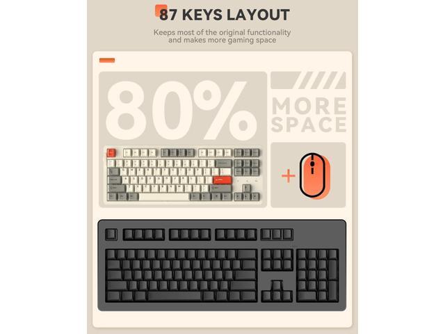 DAREU EK87PRO 80% Wireless Mechanical Gaming Keyboard,TKL Tri-Mode RGB Keyboard with Hot-Swappable,PBT Keycaps,Gasket Mount,6-Layer Padding for...