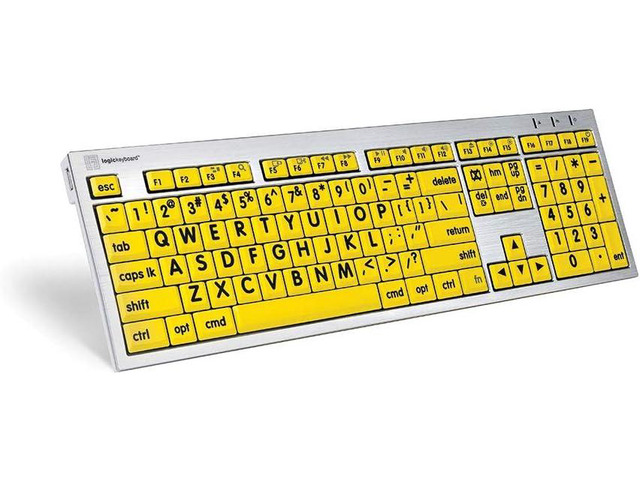 Logickeyboard LargePrint Black on Yellow - Mac Advance Line Keyboard compatible with Mac Os X v10 or later - Part: LKBU-LPRNTBY-AM89-US