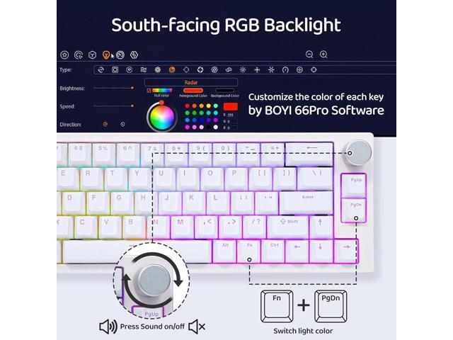 BOYI 66Pro Rapid Trigger Magnetic Switch 65% Mechanical Keyboard,Hall Effect Gasket-Mounted RGB HotSwap Hyper-Fast Adjustable Actuation Wired...