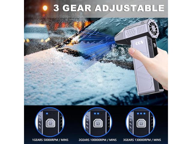 CCV Compressed Air Duster - 150000RPM Electric Air Duster for Cleaning Keyboard & PC 3 Gears Adjustable Rechargeable Cordless Jet Dry Blower Air...