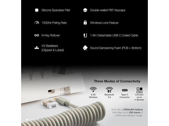 TECWARE Phantom+ Elite 87 Key RGB Mechanical Gaming Keyboard, LED Backlit, Universal Hot-Swap, Wired and Wireless, 3 Mode Connectivity, Thocky...