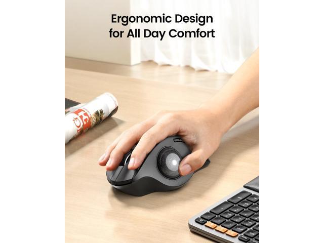 ProtoArc Wireless Trackball Mouse, EM01 NL Ergonomic Bluetooth Rollerball Thumb Rechargeable Computer Laptop Mouse, Adjustable Angle & 3 Device...