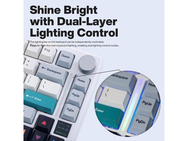GK GAMAKAY TK75 V2 75% Silent Mechanical Keyboard with TFT Screen, Hot Swap RGB Bluetooth 5.0/2.4GHz Wireless/USB-C Wired PBT Cherry Profile...