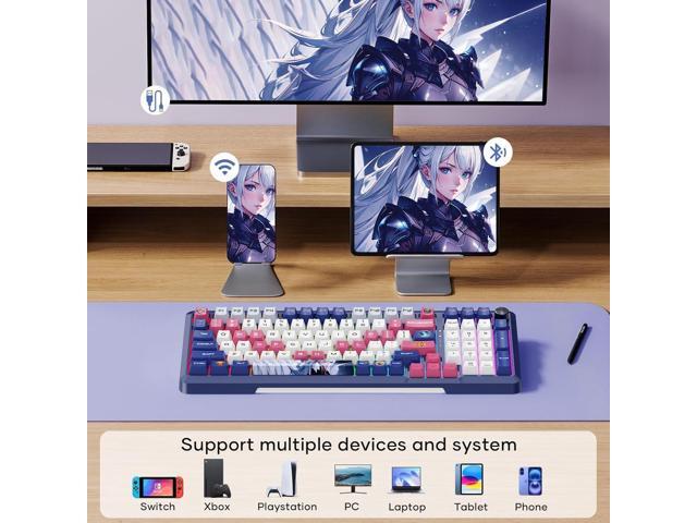 RisoPhy Wireless Mechanical Keyboard, 98 Keys RGB Gasket 2.4GHz/Wired/Bluetooth Keyboard with Custom Hi-Fi Linear Switch, Hot-Swap Socket...