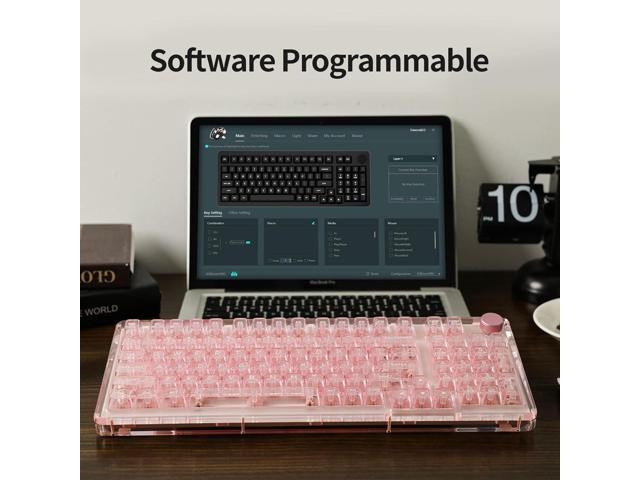 KiiBoom Phantom 98 Hot Swappable Crystal Gasket-Mounted Mechanical Keyboard, Triple Mode NKRO Gaming Keyboard with South-Facing RGB, Clear Keycaps,...