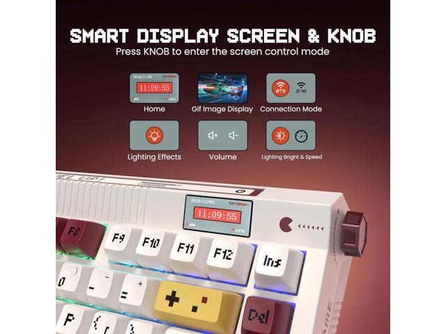 RisoPhy PC423 Wireless Creamy Keyboard with Screen & Knob, 75% 2.4G/Bluetooth/USB-C Gasket RGB Mechanical Keyboard, Hot Swappable, Five-Layer...
