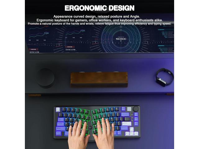 x LEOBOG A75 Alice Ergonomic Keyboard, Wireless Mechanical Gaming Keyboard Tri-Mode BT5.0/2.4G/Wired with Joystick and Knob, 75% Layout RGB Backlit...
