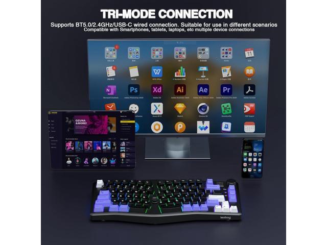 x LEOBOG A75 Alice Ergonomic Keyboard, Wireless Mechanical Gaming Keyboard Tri-Mode BT5.0/2.4G/Wired with Joystick and Knob, 75% Layout RGB Backlit...