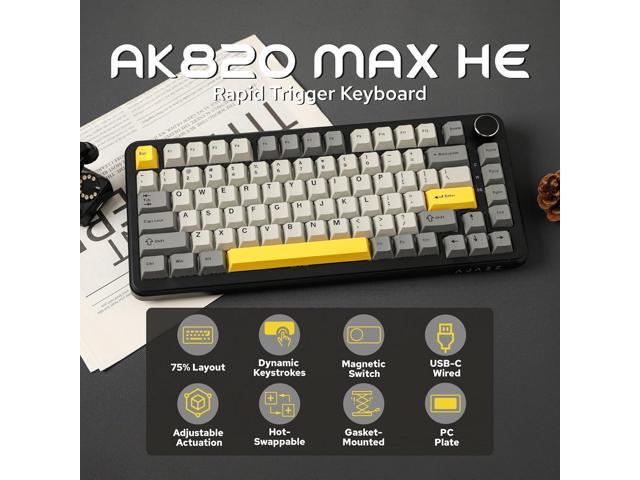 MechLands AJAZZ AK820 MAX HE Hall Effect Magnetic Gaming Keyboard, Adjustable Actuation, 8KHz Polling Rate, Wired Rapid Fast Keyboard, Creamy...