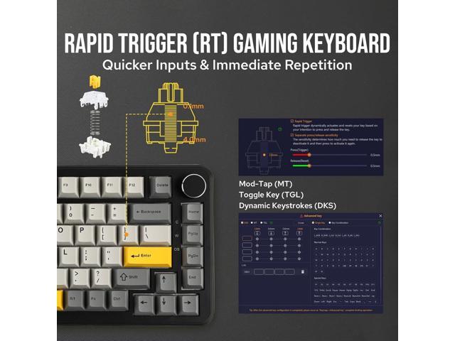 MechLands AJAZZ AK820 MAX HE Hall Effect Magnetic Gaming Keyboard, Adjustable Actuation, 8KHz Polling Rate, Wired Rapid Fast Keyboard, Creamy...
