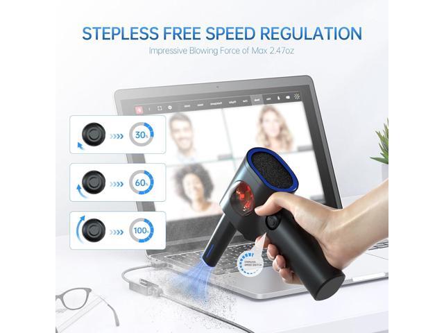 ATEngeus Compressed Air Duster, Stepless Speed Electric Air Duster with Storage Case, Cordless Air Duster with LED Replace Canned Air, 6...