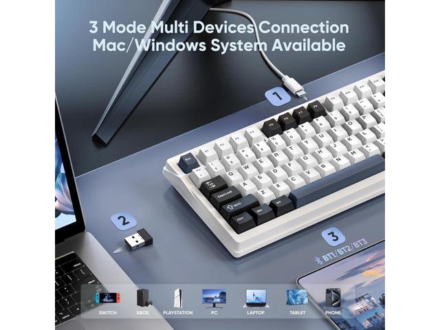 RedThunder K95 Wireless Mechanical Keyboard, TFT Screen & Knob, Tri-Mode BT5.0/2.4GHz/USB-C Hot Swappable Custom, Pre-lubed Linear Switches, Gasket...