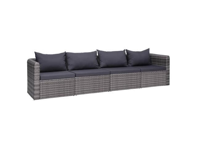 Photos - Garden Furniture VidaXL 3 Seater Sofa Couch with Cushions Patio Wicker Love Seat PE Rattan 