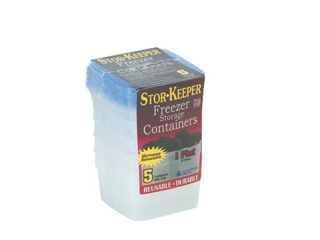 Stor Keeper 1 Pt. Clear Square Freezer Food Storage Container with Lids (5-Pack) photo
