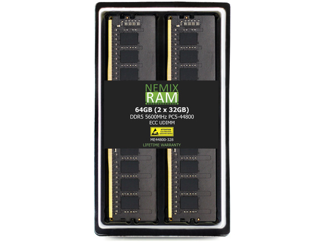 NEMIX RAM 64GB (2X32GB) DDR5 5600MHZ PC5-44800 1.1V 2Rx8 288-PIN ECC Unbuffered UDIMM KIT