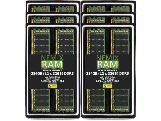NEMIX RAM 384GB (12 x 32GB) DDR5 6400MHz PC5-51200 2Rx8 1.1V 288-PIN ECC RDIMM Registered Server Memory Kit