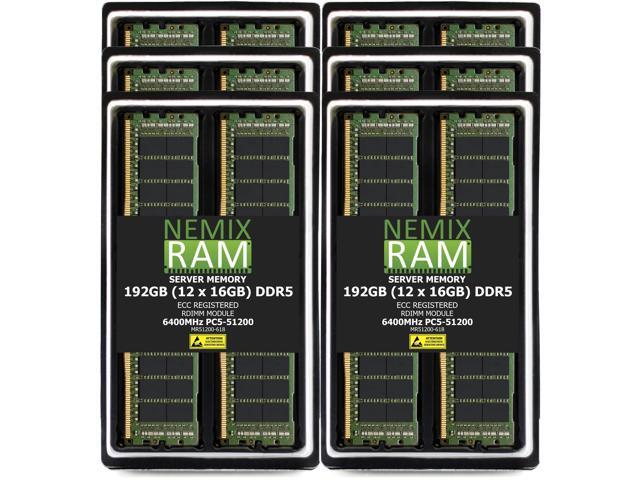 NEMIX RAM 192GB (12X16GB) DDR5 6400MHz PC5-51200 1Rx8 1.1V CL52 288-PIN ECC RDIMM Registered Server Memory Kit Compatible with SuperMicro GrandTwin...
