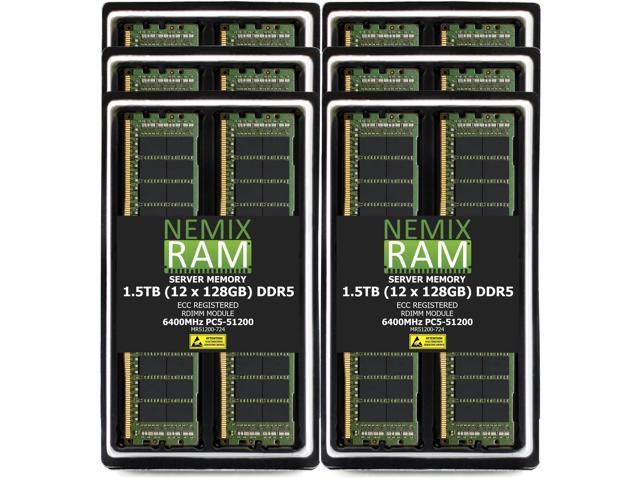 NEMIX RAM 1.5TB (12 x 128GB) DDR5 6400MHz PC5-51200 2Rx4 1.1V 288-PIN ECC RDIMM Registered Server Memory Kit