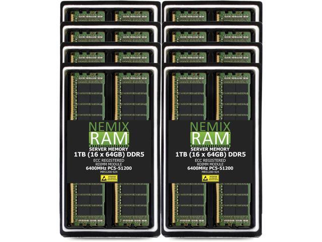 NEMIX RAM 1TB (16 x 64GB) DDR5 6400MHz PC5-51200 2Rx4 1.1V 288-PIN ECC RDIMM Registered Server Memory Kit