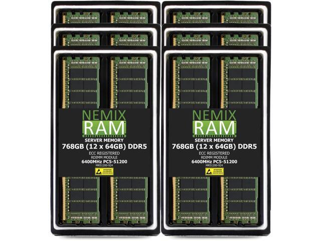 NEMIX RAM 768GB (12X64GB) DDR5 6400MHz PC5-51200 2Rx4 1.1V CL52 288-PIN ECC RDIMM Registered Server Memory Kit Compatible with SuperMicro GPU A+...