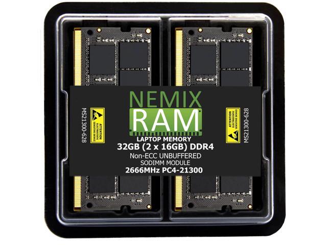 32GB 2X16GB DDR4 2666MHZ PC4-21300 2Rx8 1.2V CL19 260-PIN Non-ECC SODIMM KIT NEMIX RAM Laptop PC Memory