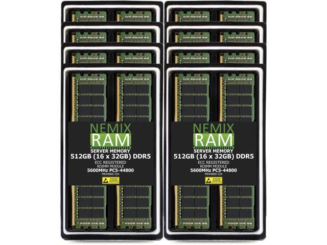 NEMIX RAM 512GB (16X32GB) DDR5 5600MHz PC5-44800 2Rx4 1.1V CL46 288-PIN ECC RDIMM Registered Server Memory Kit Compatible with Dell PowerEdge...