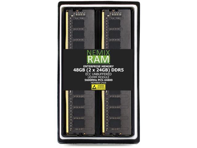 NEMIX RAM 48GB (2X24GB) DDR5 5600MHz PC5-44800 2Rx8 1.1V CL46 288-PIN ECC Unbuffered UDIMM Memory Kit Compatible with ASRock Rack W880D4U-2L2T...