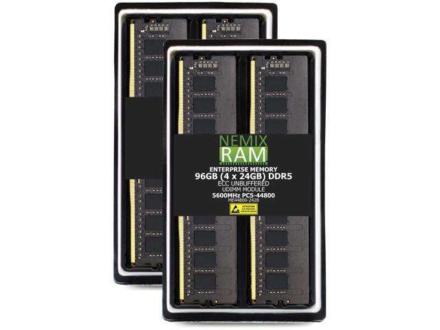 NEMIX RAM 96GB (4X24GB) DDR5 5600MHz PC5-44800 2Rx8 1.1V CL46 288-PIN ECC Unbuffered UDIMM Memory Kit Compatible with ASRock Rack W880D4U-2L2T...