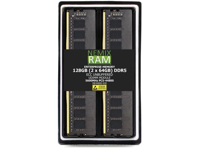 NEMIX RAM 128GB (2X64GB) DDR5 5600MHz PC5-44800 2Rx8 1.1V CL46 288-PIN ECC Unbuffered UDIMM Memory Kit Compatible with ASRock Rack W880D4U-2L2T...