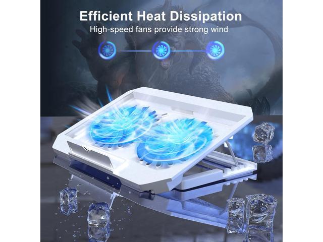 Laptop Cooling Pad with Adjustable Height Two 5.1 Inches Fan 2 USB Ports Suitable for 12'-15.6' LaptopsWhite