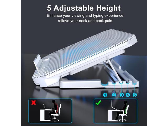Laptop Cooling Pad with Adjustable Height Two 5.1 Inches Fan 2 USB Ports Suitable for 12'-15.6' LaptopsWhite