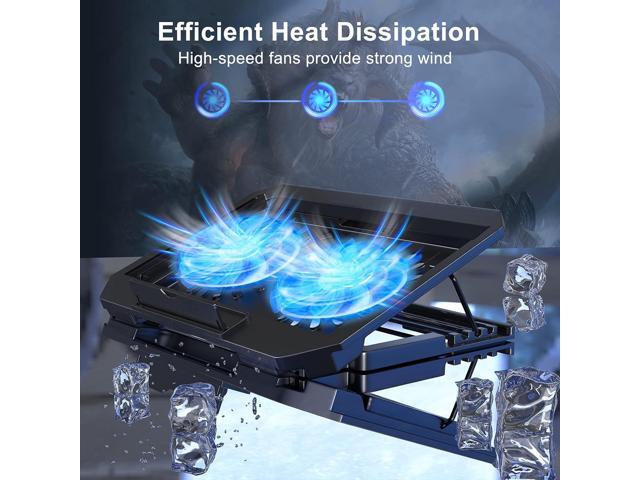 Laptop Cooling Pad with Adjustable Height Two 5.1 Inches Fan 2 USB Ports Suitable for 12'-15.6' LaptopsBlack