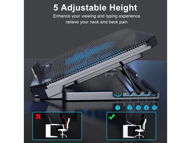 Laptop Cooling Pad with Adjustable Height Two 5.1 Inches Fan 2 USB Ports Suitable for 12'-15.6' LaptopsBlack