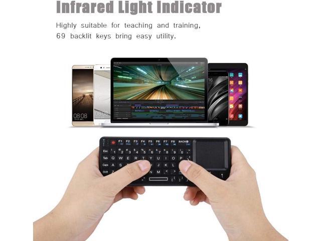 2.4GHz Wireless Touchpad Keyboard, Super Thin & Lightweight Rechargeable Ultra Mini Thin USB Backlit Keyboard, Plug and Play Fits for HTPC, for PS3/4