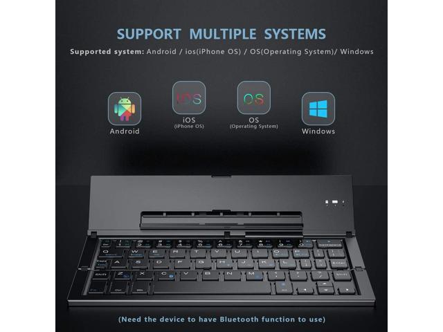 Geyes Foldable Bluetooth Keyboard Portable Folding Wireless Keyboard with Portable Pocket Size, Aluminum Alloy Housing for iPhone,iPad,...