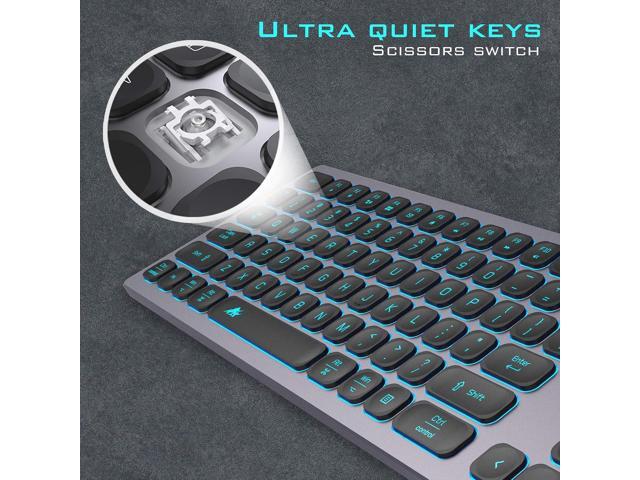 Aluminum Quiet Wired Slim Chiclet Keyboard - Compatible with Apple iMac, MacBook, Mac and PC, USB Numeric Keypad RGB Lighted Key - Space Gray