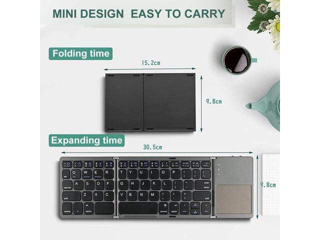 ROCK & ROWN Foldable Bluetooth Keyboard, Pocket Size Portable Wireless Keyboard with Touchpad for Mac OS,Android, Windows, Linux, PC, Tablet, with...
