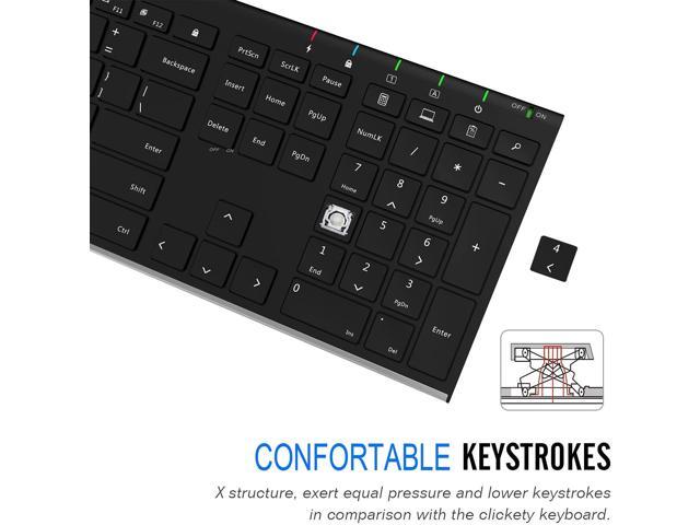 ALLIFE 2.4G Wireless Keyboard Stainless Steel Ultra Slim Full Size Keyboard with Numeric Keypad for Computer/Desktop/PC/Laptop/Surface/Smart TV and...