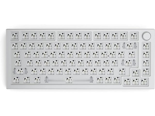 Glorious Gaming - GMMK PRO Barebones Custom Keyboard (ANSI USA) Compact 75% Keyboard with Knob, White Aluminum, DIY Mechanical Keyboard Kit, TKL,.