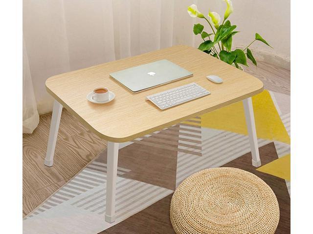 Laptop Stand for Bed, Lap Desk, Foldable Portable Lap Bed Tray, 23.6 Inch Floor Table for Drawing, Reading and Writing, Oak