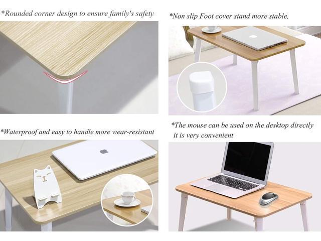 Laptop Stand for Bed, Lap Desk, Foldable Portable Lap Bed Tray, 23.6 Inch Floor Table for Drawing, Reading and Writing, Oak