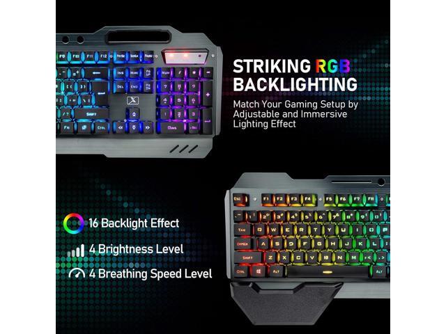 Wireless Gaming Keyboard and Mouse with Rainbow LED 16RGB Backlit Rechargeable 4800mAh Battery Metal Panel Mechanical Ergonomic Feel Waterproof...