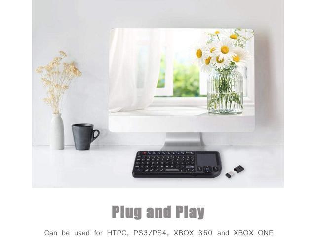 2.4GHz Wireless Touchpad Keyboard, Super Thin & Lightweight Rechargeable Ultra Mini Thin USB Backlit Keyboard, Plug and Play Fits for HTPC, for PS3/4